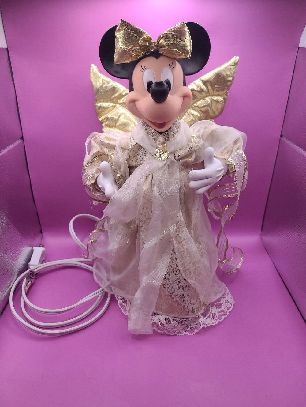 Disney Store Season of Song 1997 Minnie Mouse Animated Angel Tree Topper 22"